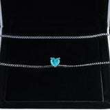 Heart Paraiba Tourmaline Stone Pendant Necklace Bridal Wedding Jewelry