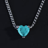 Heart Paraiba Tourmaline Stone Pendant Necklace Bridal Wedding Jewelry