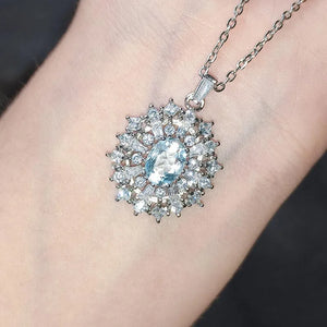Snowflake Pendant Silver CZ Long Necklace Women Wedding Gift