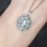 Snowflake Pendant Silver CZ Long Necklace Women Wedding Gift