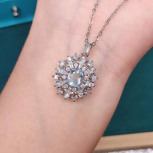 Snowflake Pendant Silver CZ Long Necklace Women Wedding Gift