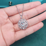 Snowflake Pendant Silver CZ Long Necklace Women Wedding Gift