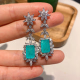 Snowflake Cubic Zircon Hanging Earrings Party Accessories Silver Gift