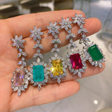 Snowflake Cubic Zircon Hanging Earrings Party Accessories Silver Gift
