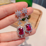 Snowflake Cubic Zircon Hanging Earrings Party Accessories Silver Gift