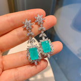 Snowflake Cubic Zircon Hanging Earrings Party Accessories Silver Gift