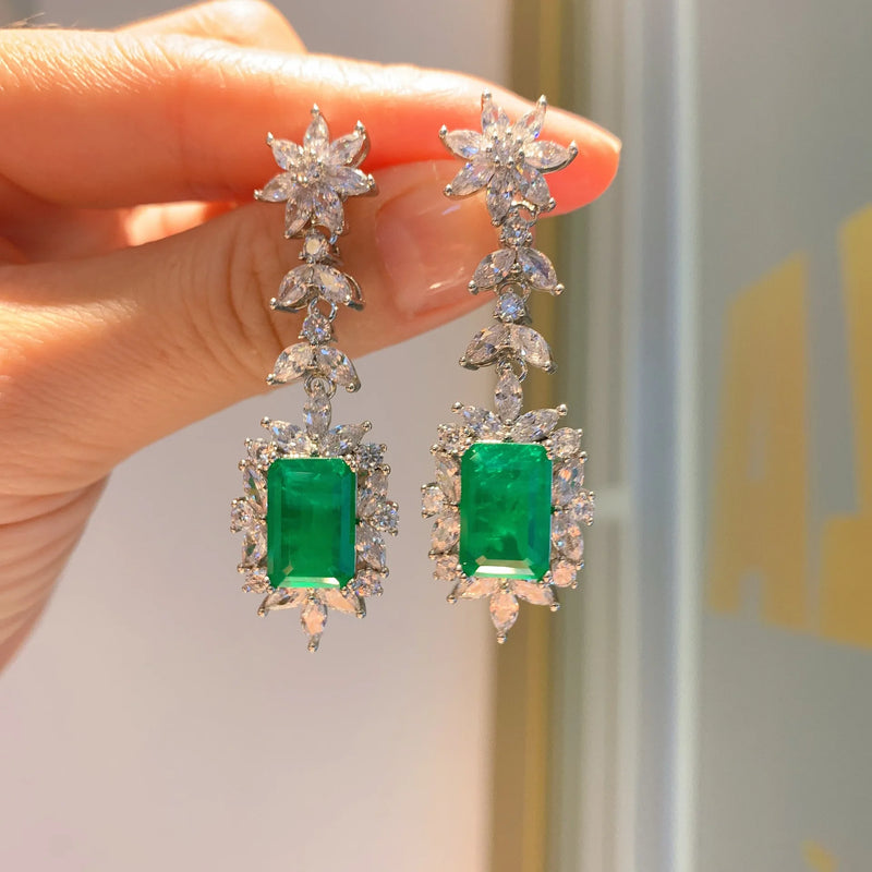 Snowflake Cubic Zircon Hanging Earrings Party Accessories Silver Gift