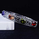Colorful Zircon Stone 925 Sterling Silver Chain Bracelet