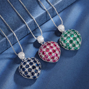 Moissanite Heart Pendant Necklace Silver - Ladies Sweater Necklace
