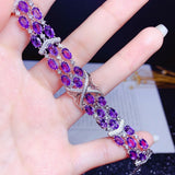 Dark Purple Crystal Women Bracelets with CZ Anniversary Gift 925 Silver