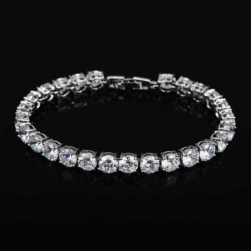 Zircon Tennis Bracelet 925 Silver Bangle Wedding Party Jewelry
