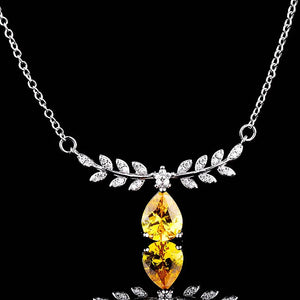 Women's Silver Chain Necklace Water Drop CZ Bling Pendant