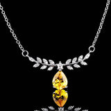 Women's Silver Chain Necklace Water Drop CZ Bling Pendant