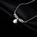 Women's Silver Chain Necklace Water Drop CZ Bling Pendant