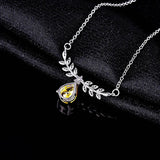 Women's Silver Chain Necklace Water Drop CZ Bling Pendant