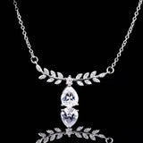 Women's Silver Chain Necklace Water Drop CZ Bling Pendant