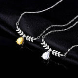 Women's Silver Chain Necklace Water Drop CZ Bling Pendant