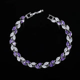 Leaf Crystal Zircon Tennis Bracelet Silver 925 Women's Jewelry