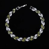 Leaf Crystal Zircon Tennis Bracelet Silver 925 Women's Jewelry