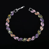 Leaf Crystal Zircon Tennis Bracelet Silver 925 Women's Jewelry