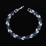 Leaf Crystal Zircon Tennis Bracelet Silver 925 Women's Jewelry