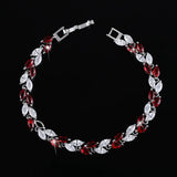 Leaf Crystal Zircon Tennis Bracelet Silver 925 Women's Jewelry