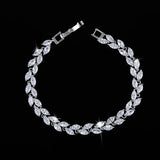 Leaf Crystal Zircon Tennis Bracelet Silver 925 Women's Jewelry