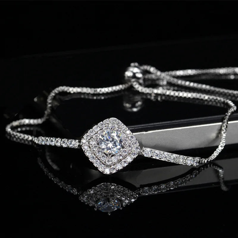 925 Sterling Silver Tennis Bracelet Bangle CZ Wedding Gift