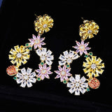 Flower Drop Dangle Earrings Silver Ladies Party Banquet Bohemia Jewelry