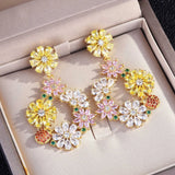 Flower Drop Dangle Earrings Silver Ladies Party Banquet Bohemia Jewelry