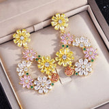 Flower Drop Dangle Earrings Silver Ladies Party Banquet Bohemia Jewelry