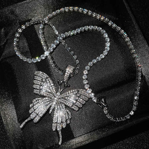 Sparkling Big Butterfly Pendant Necklace
