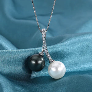 Round Freshwater Pearls Pendant Necklace Silver Chain Female Party Choker