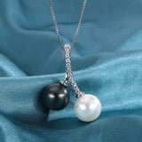 Round Freshwater Pearls Pendant Necklace Silver Chain Female Party Choker