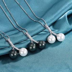 Round Freshwater Pearls Pendant Necklace Silver Chain Female Party Choker