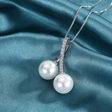 Round Freshwater Pearls Pendant Necklace Silver Chain Female Party Choker