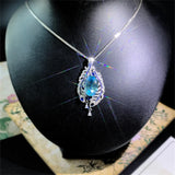 Water Drop Pendant Silver Necklace for Women
