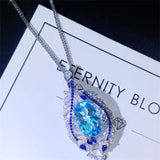 Water Drop Pendant Silver Necklace for Women
