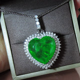 Big Heart Love Women Chain Necklace with Paraiba Tourmaline Stone Silver Jewelry
