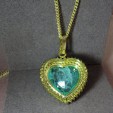Big Heart Love Women Chain Necklace with Paraiba Tourmaline Stone Silver Jewelry