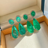 Water Drop Dangle Earrings Paraiba Lab Emerald Tourmaline Silver Jewelry