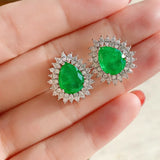 Water Drop Paraiba Tourmaline Emerald Stud Earrings 925 Silver Ear Studs