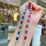 925 Silver Women Bracelet Red Cubic Zirconia Jewelry
