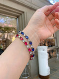 925 Silver Women Bracelet Red Cubic Zirconia Jewelry