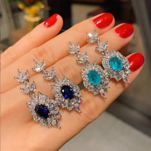 Silver Paraiba Tourmaline Drop Earrings for Women