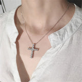 Crystal Jesus Cross Pendant Necklace for Women