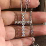 Crystal Jesus Cross Pendant Necklace for Women