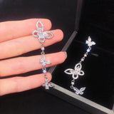 Geometric Butterfly Clip Earring Retro Chain Hanging Earings