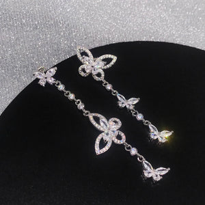 Geometric Butterfly Clip Earring Retro Chain Hanging Earings
