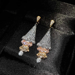 Full Diamond Tassel Earrings Wedding Jewelry Gift